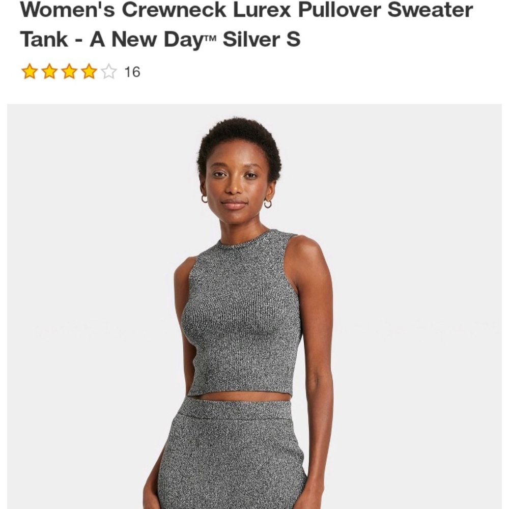 A New Day Silver Lurex Pullover Sweater Tank